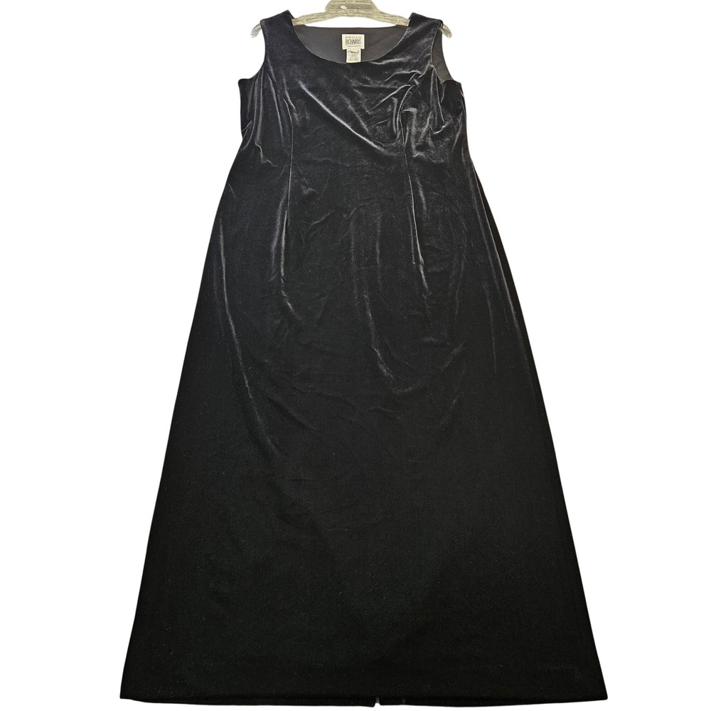 R&M Richards Karen Kwong Black Velvet Sleeveless Maxi Dress Womens 12 NEW